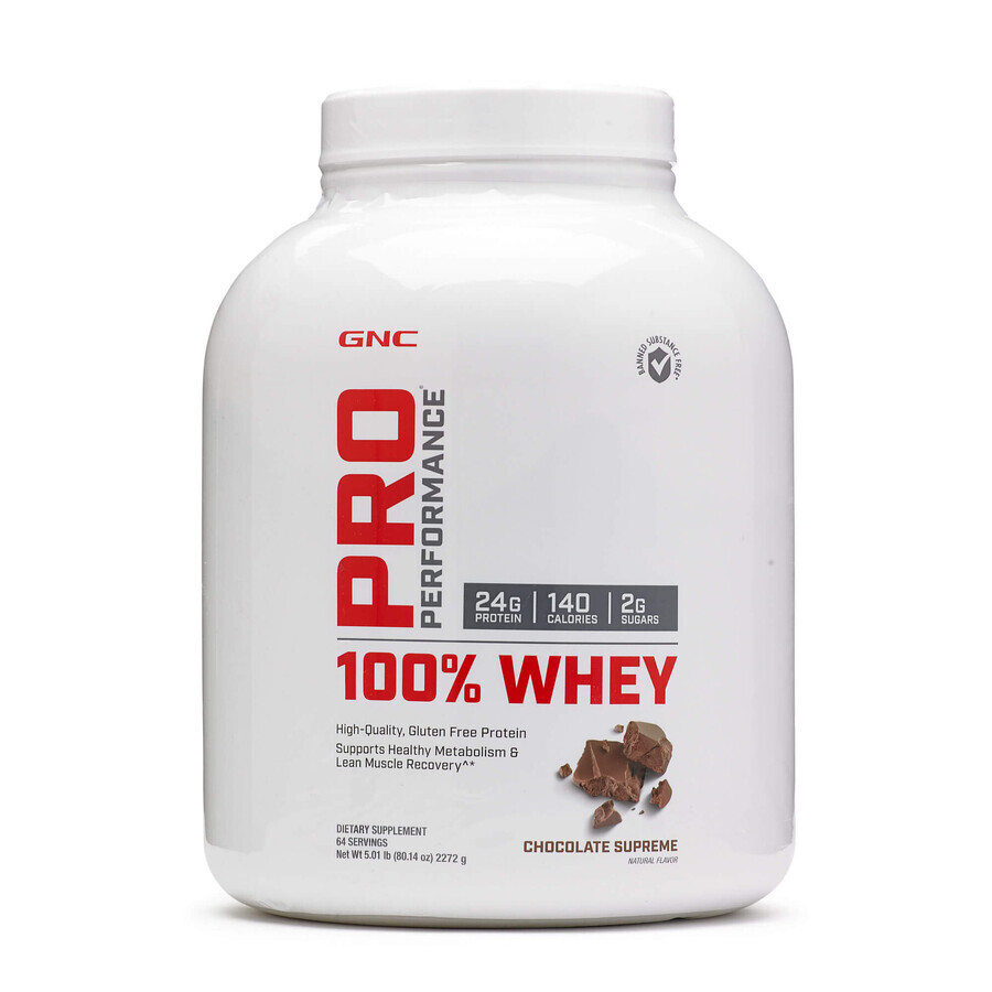 Gnc Pro Performance 100% Whey, Protéines de lactosérum, Aromatisées au Chocolat, 2272 g