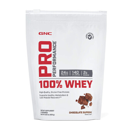 Gnc Pro Performance 100% Whey, protéines de lactosérum, aromatisées au chocolat, 426 g