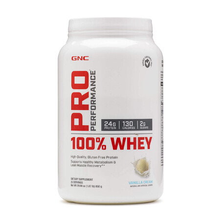 Gnc Pro Performance 100% Whey, protéines de lactosérum, arôme vanille, 850 g