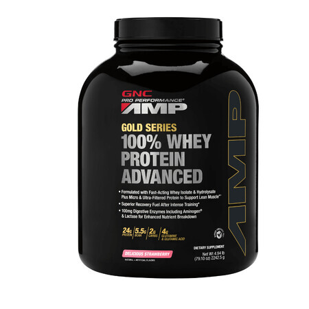 Gnc Pro Performance Amplified Gold Series 100% Advanced Whey Protein With Strawberry Flavor, 2242.5g