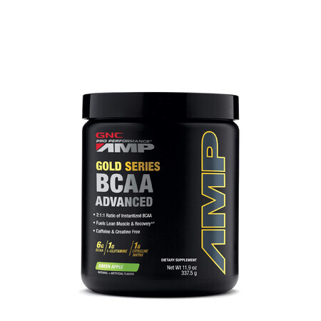 Gnc Pro Performance Amp Gold Series Bcaa Advanced, formule Bcaa Advanced avec saveur de pomme verte, 337,5 G