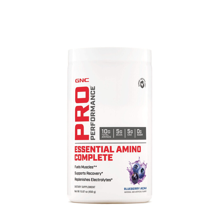 Gnc Pro Performance Essential Amino Complete, Acides Aminés, Avec Arôme de Myrtille, 450 g