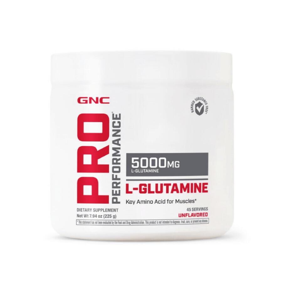 Gnc Pro Performance Mikronisiertes L-Glutamin 5000 Mg, Mikronisiertes L-Glutamin-Pulver Geschmacksneutral, 225 G