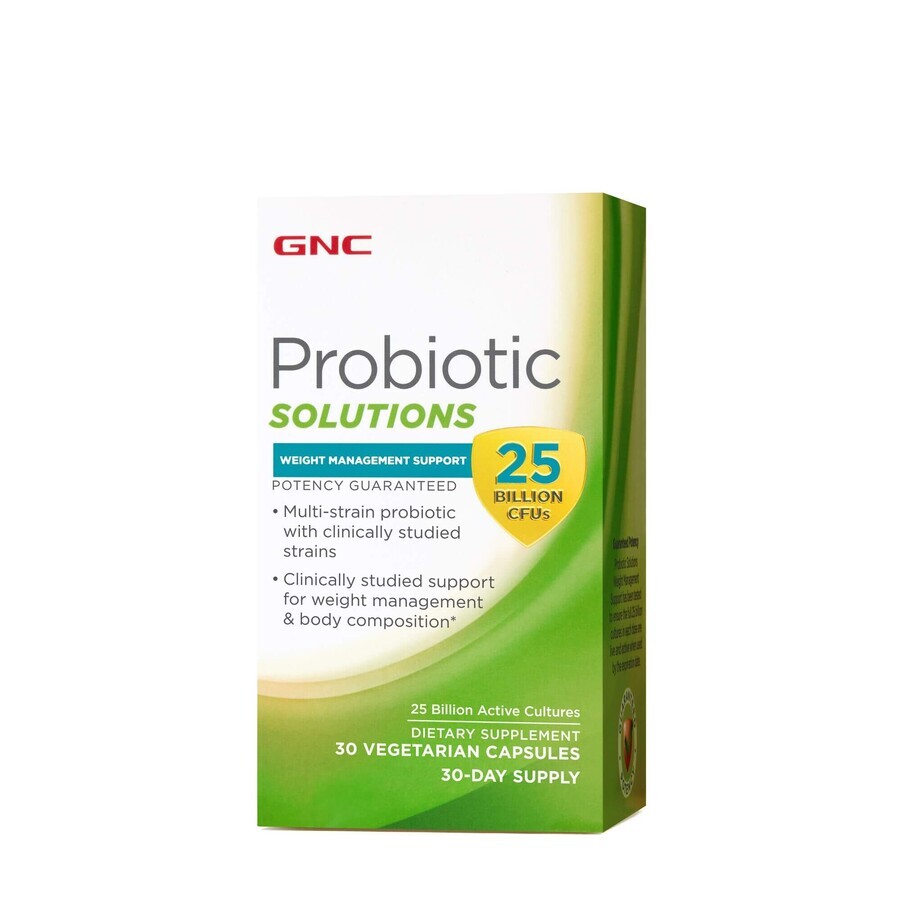 Gnc Probiotic Solutions Supporto per la gestione del peso, Supporto probiotico per la gestione del peso 25 miliardi di colture vive, 30 Cps