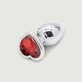 Anal Collection – Plug anal mediu din metal cu bijuterie în formă de inimă – Argintiu/Roșu