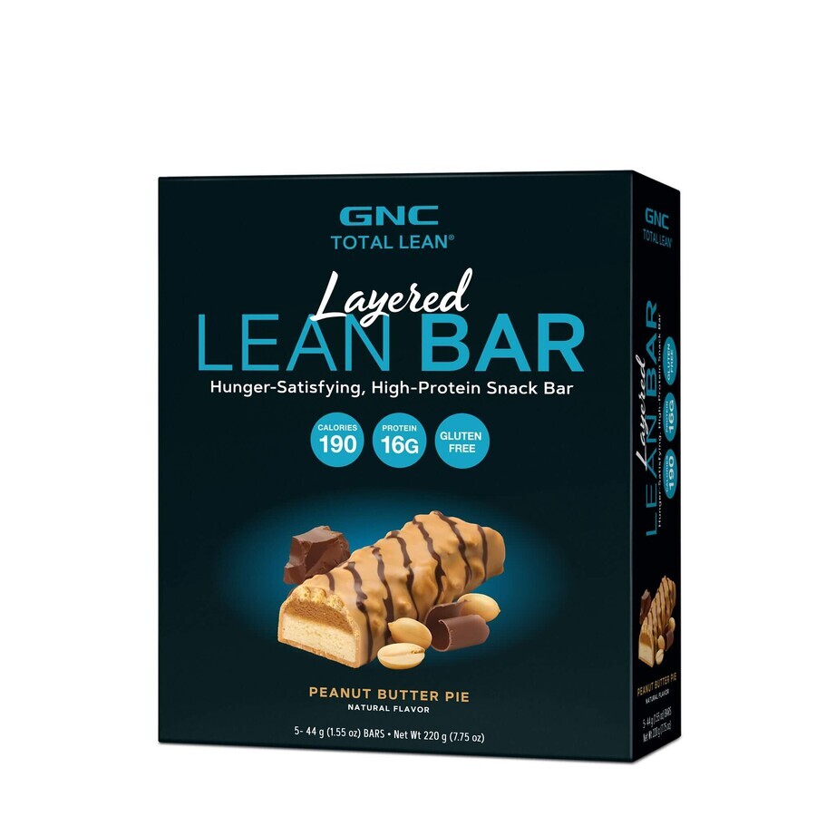 Gnc Total Lean Layered Lean Bar, Barre protéinée, arôme tarte au beurre de cacahuète, 44g