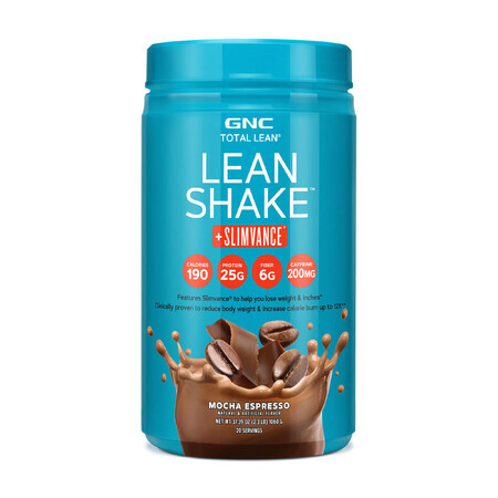 Gnc Total Lean Lean Shake + Slimvance, Shake protéiné avec Slimvance, arôme café, 1060 g