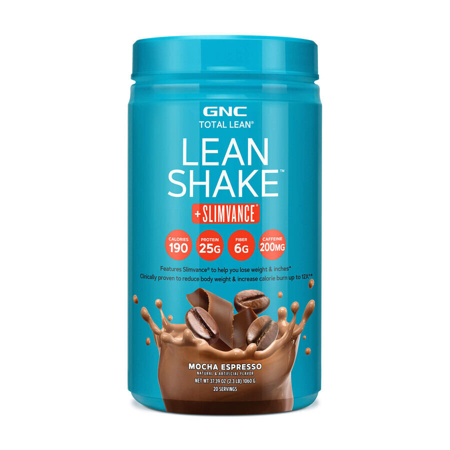 Gnc Total Lean Lean Shake + Slimvance, Shake protéiné avec Slimvance, arôme café, 1060 g