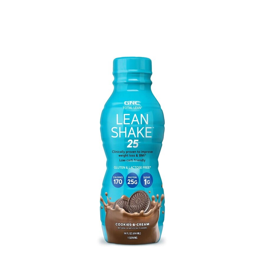 Gnc Total Lean Lean Shake 25, Shake protéiné Rtd avec biscuits au goût de crème, 414 ml