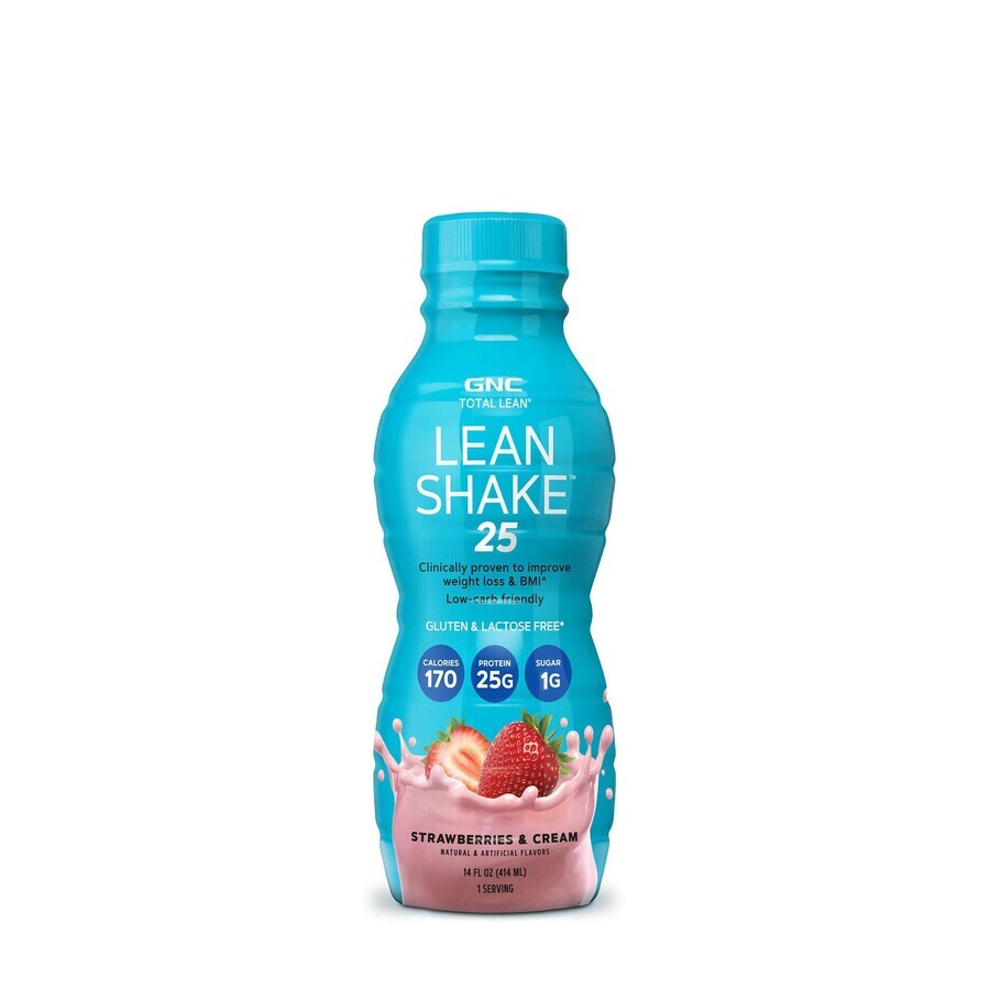 Gnc Total Lean Lean Shake 25, shake protéiné à la fraise et à la crème fouettée, 414 ml