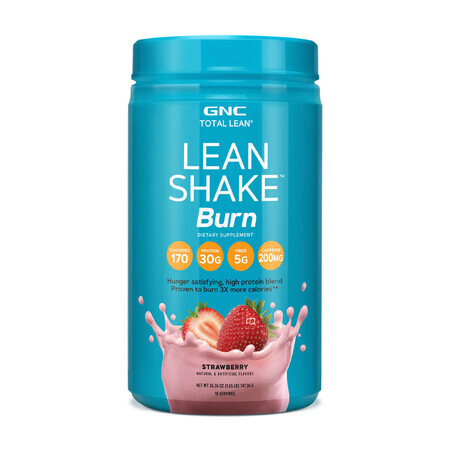 Gnc Total Lean Lean Shake Burn, Protéines avec mélange thermogénique, Goût fraise, 747.36 g