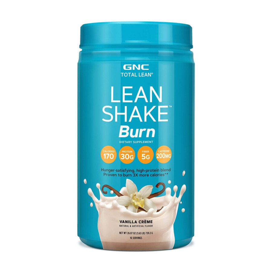 Gnc Total Lean Lean Shake Burn, frullato proteico, aromatizzato alla vaniglia, 739,2 G