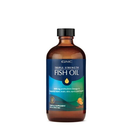 Gnc Triple Strength Fish Oil, huile de poisson avec arôme naturel d'orange, 236,5 ml