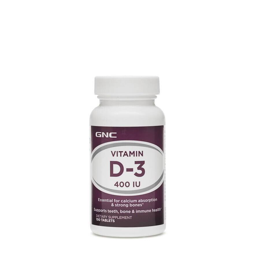 Gnc Vitamina D-3 400 UI, Vitamina D-3 naturale al 100% da lanolina 400 UI, 100 Tb