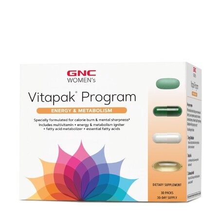 Gnc Women's Vitapak Program Energy And Metabolism, Complexe Multivitaminique pour Femmes, Energie et Métabolisme, 30 sachets