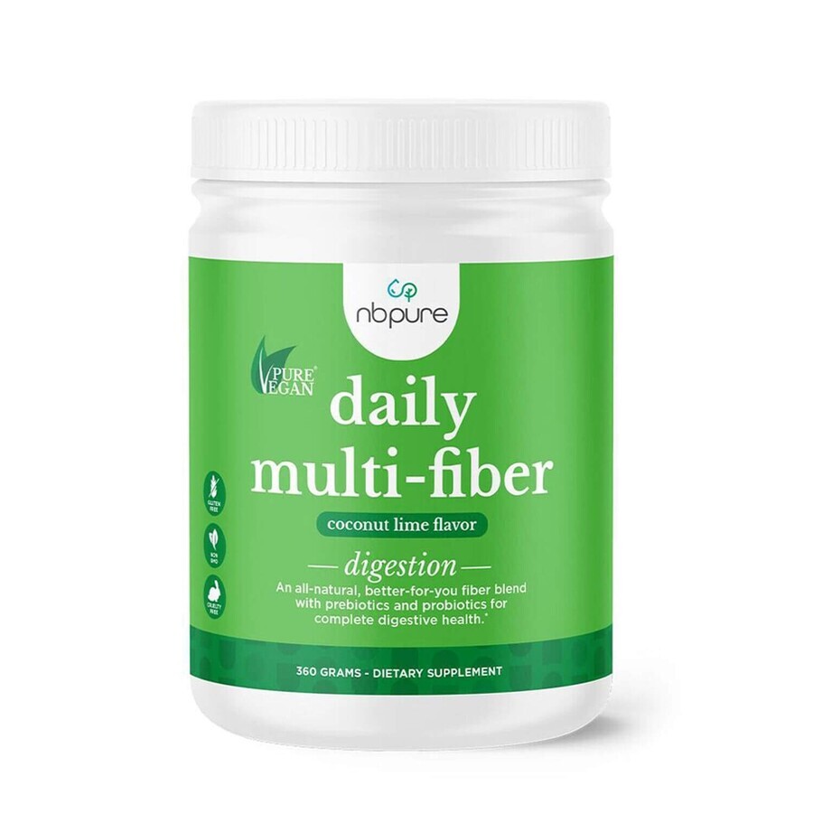 Nb Pure, Pure Vegan Daily Multifibra, Fibre Alimentari al Gusto di Cocco e Lime, 360 G