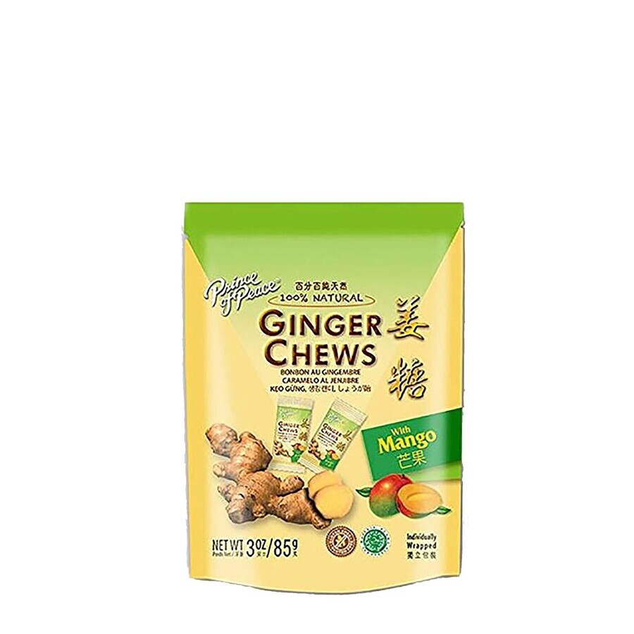 Prince Of Peace Ginger Chews, caramel aromatisé au gingembre et à la mangue, 85 g