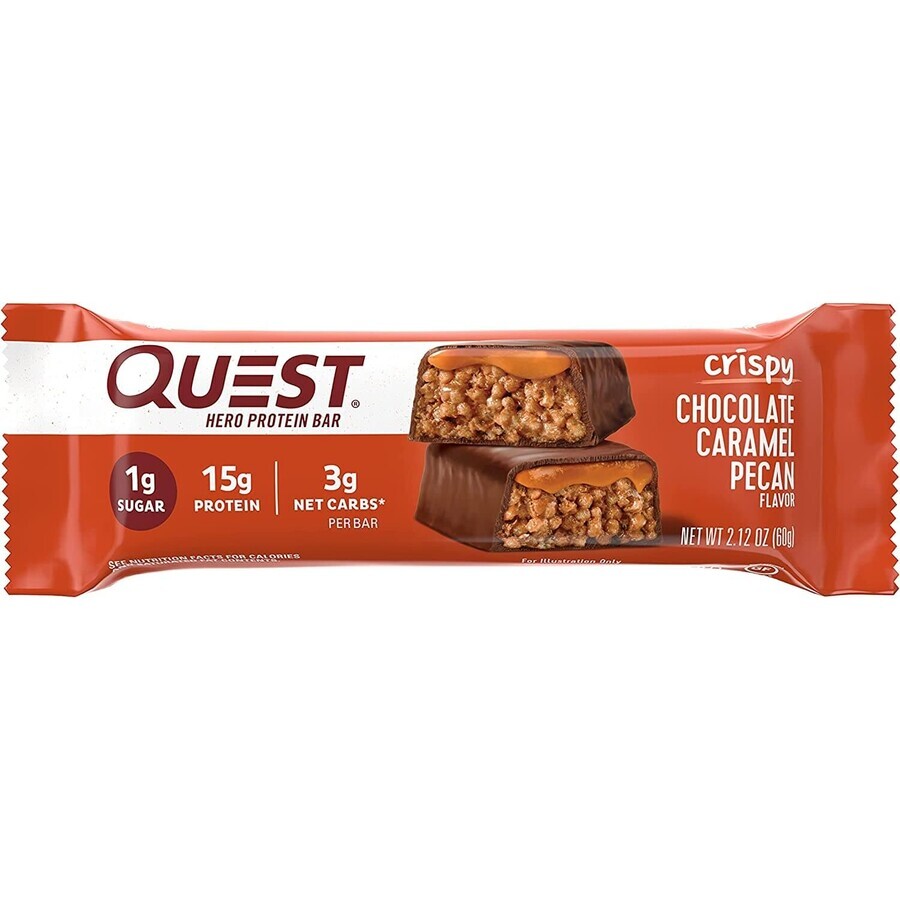 Quest Hero Barre protéinée croustillante au chocolat, aux noix de pécan et au caramel, 60 g