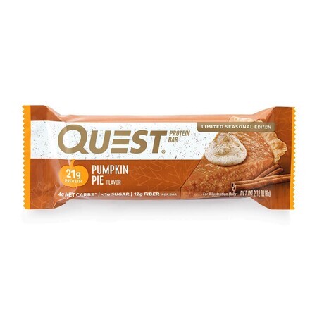 Quest Protein Bar, Barre protéinée aromatisée à la citrouille, édition limitée, 60 g