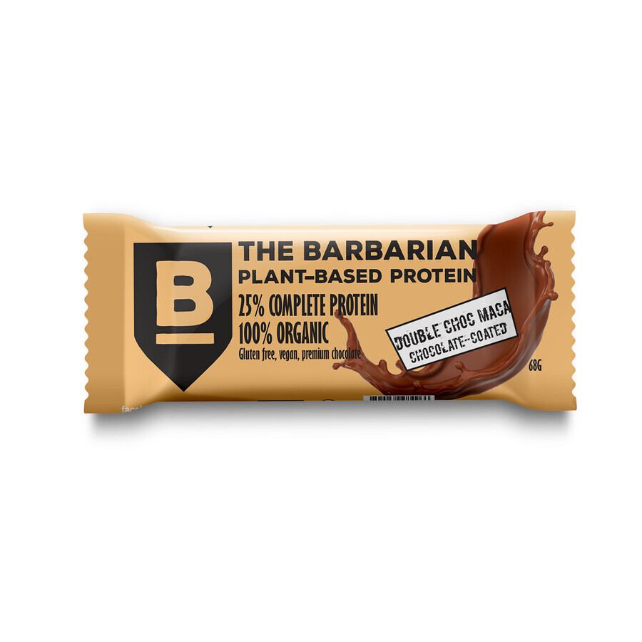 Barre protéinée bio enveloppée de double chocolat et Maca, 68 gr, The Barbarian