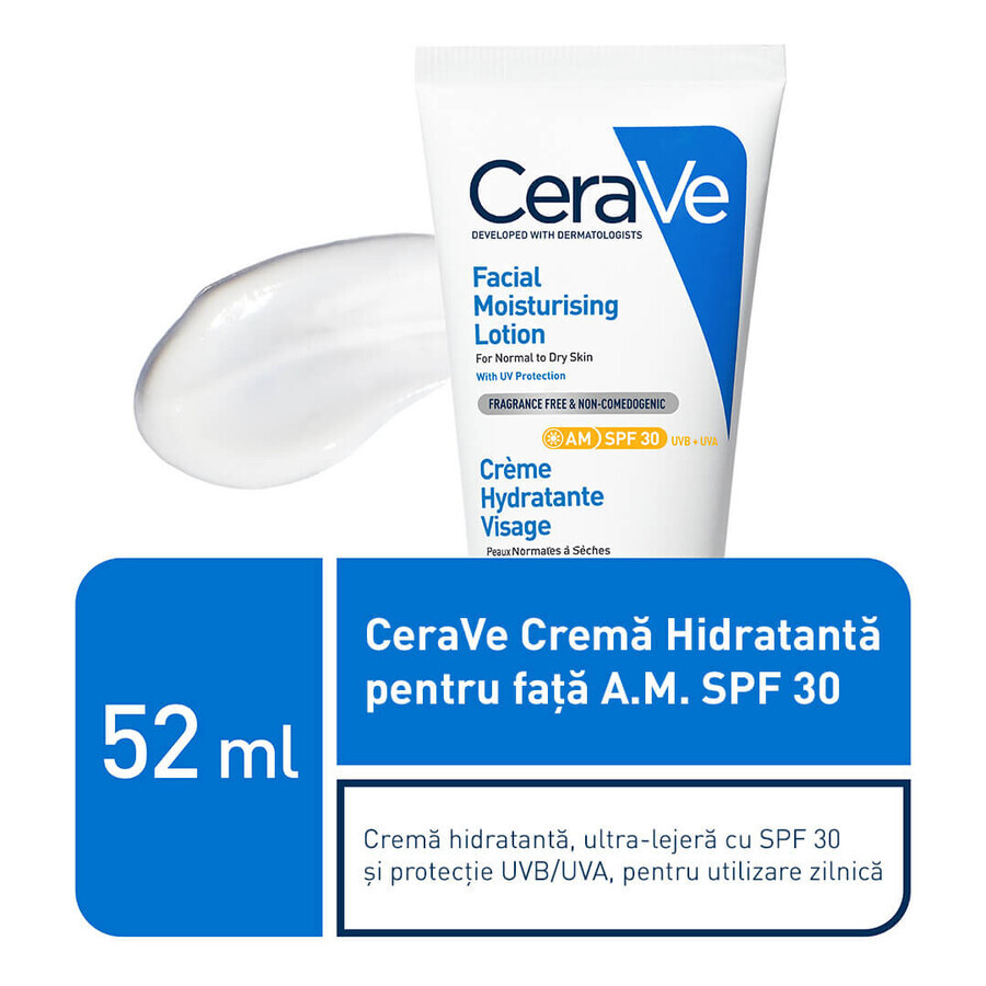 Crema idratante viso SPF 30, 52 ml, CeraVe