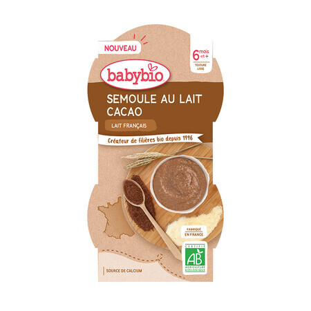 Dessert gris bio au lait et au cacao, 2 x 100 g, BabyBio