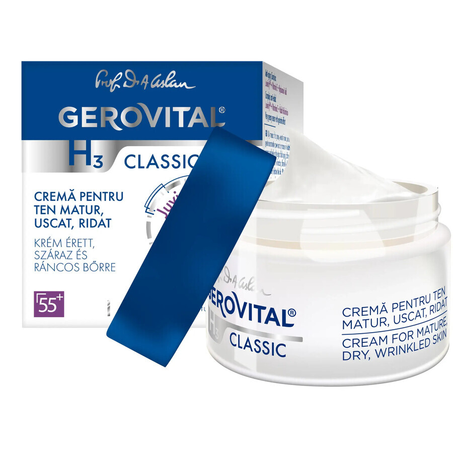 Cream for mature, dry, wrinkled skin Gerovital H3 Classic 55+, 50 ml, Farmec