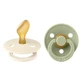 Set of 2 Colour Latex anatomic soothers, +6 months, Ivory - Sage, Bibs