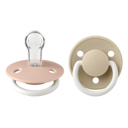 Lot de 2 sucettes phosphorescentes avec tétine ronde universelle en silicone De Lux Glow, 0 - 3 ans, Blush - Vanilla, Bavoirs