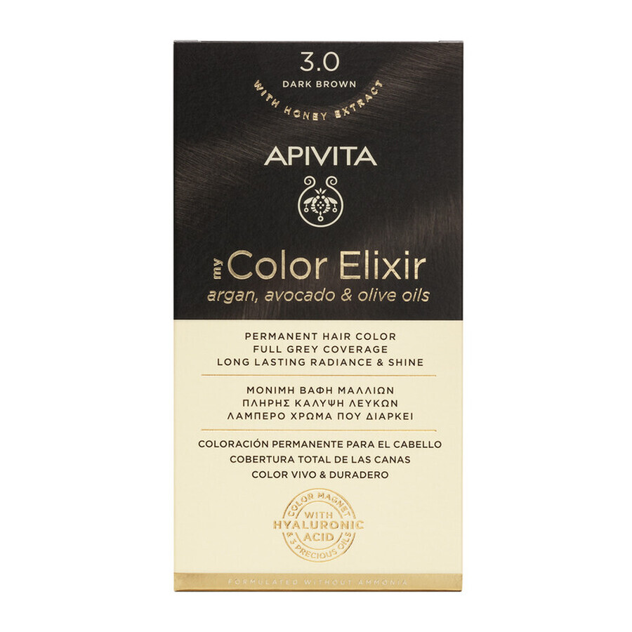 Couleur des cheveux My Color Elixir, nuance 3.0, Apivita