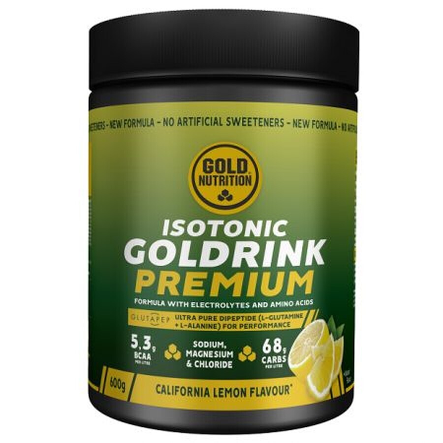 Boisson isotonique aromatisée au citron Isotonic Gold Drink Premium, 600 g, Gold Nutrition
