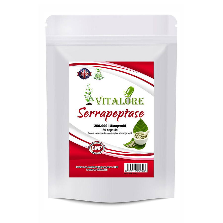 Serrapeptase, 250 000 UI, 60 gélules, Vitacure LTD