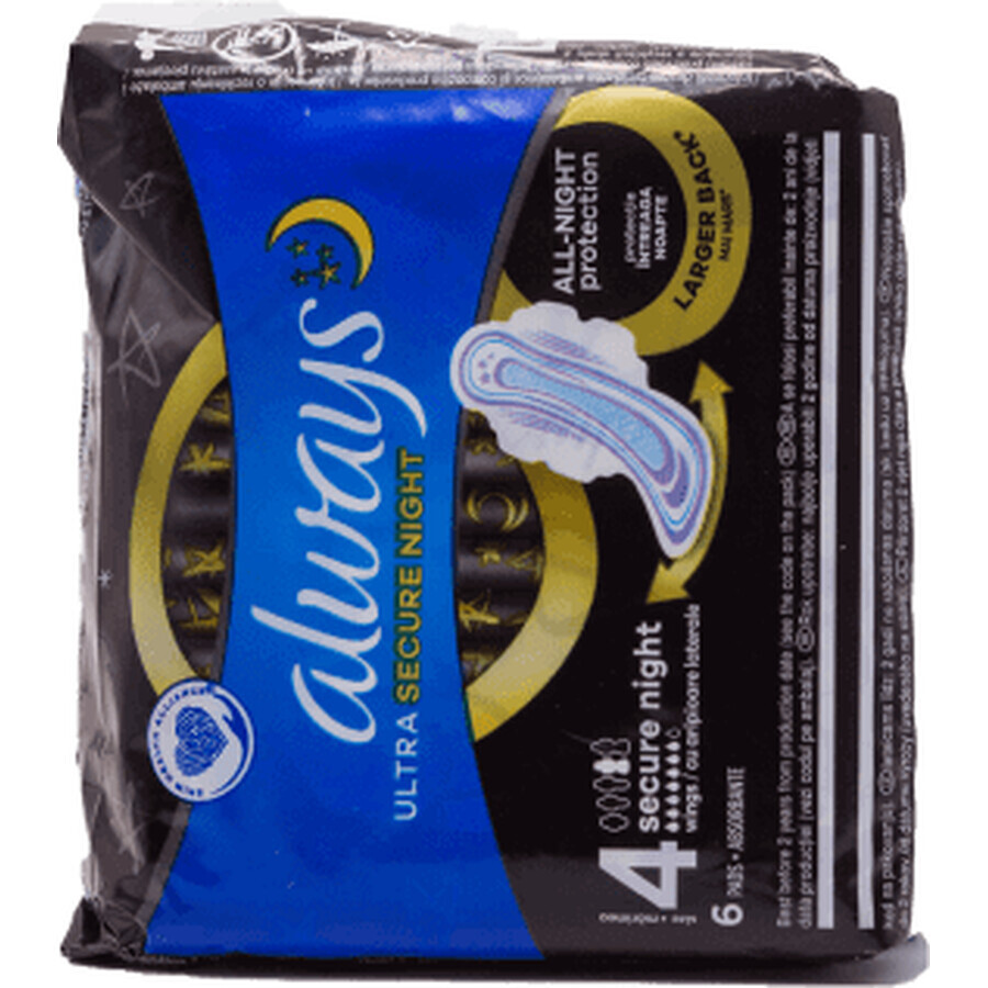 toujours Absorbant Ultra Secure Night, 6 pièces