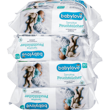 Babylove Confezione di salviettine umidificate sensibili, 320 pz