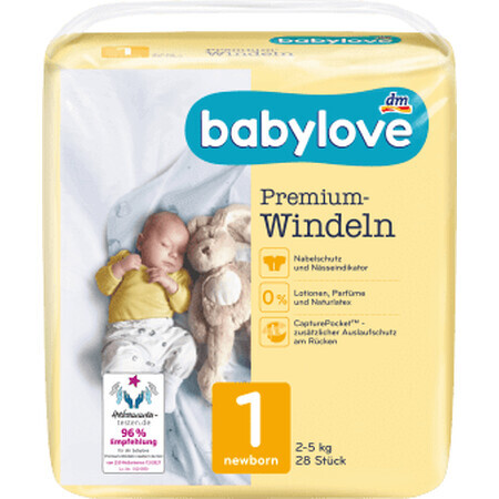 Babylove Premium Windel Nummer 1, 28 Stück