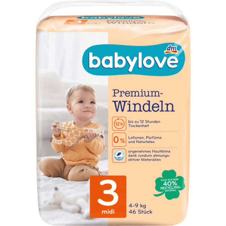Windeln Premium Babylove Gr. 3, Midi 4-9 kg, 46 St