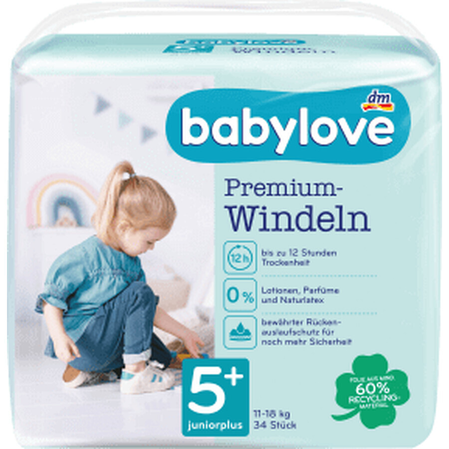 Babylove Scutece premium numărul 5+, 34 buc