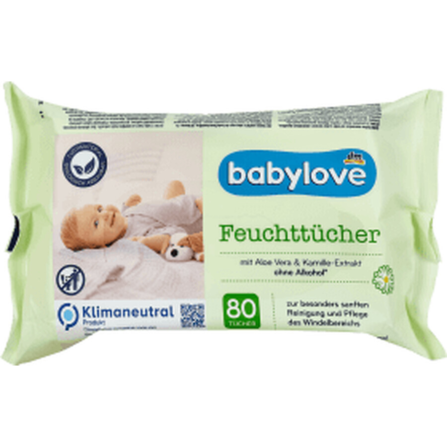 Babylove Șervețele umede aloe vera&mușețel, 80 buc