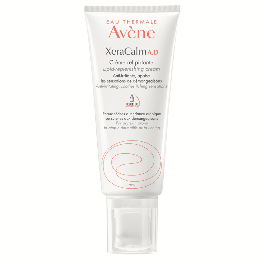 XeraCalm AD, 200 ml, Avène, crème relipidante pour les peaux sèches sujettes à la dermatite atopique ou aux démangeaisons.