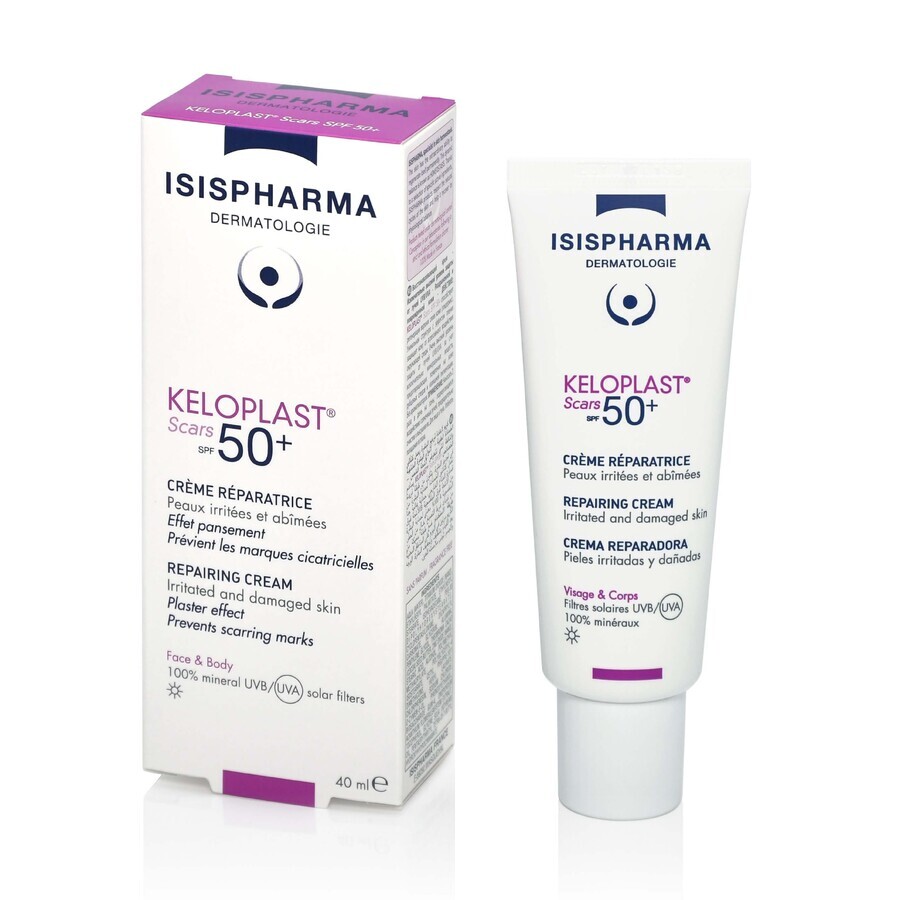 Isispharma Keloplast Crème Réparatrice Cicatrices SPF 50+, 40 ml