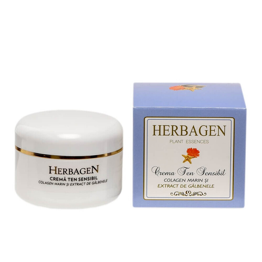 Crema per pelli sensibili con collagene marino ed estratto di calendula, 100 ml, Herbagen