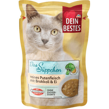 Dein Bestes Soupe à la dinde, aux brocolis et aux œufs pour chats, 40 g