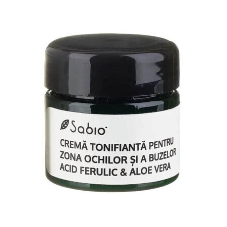 Crème tonifiante à l'acide férulique et à l'aloe vera pour le contour des yeux et des lèvres, 15 ml, Sabio