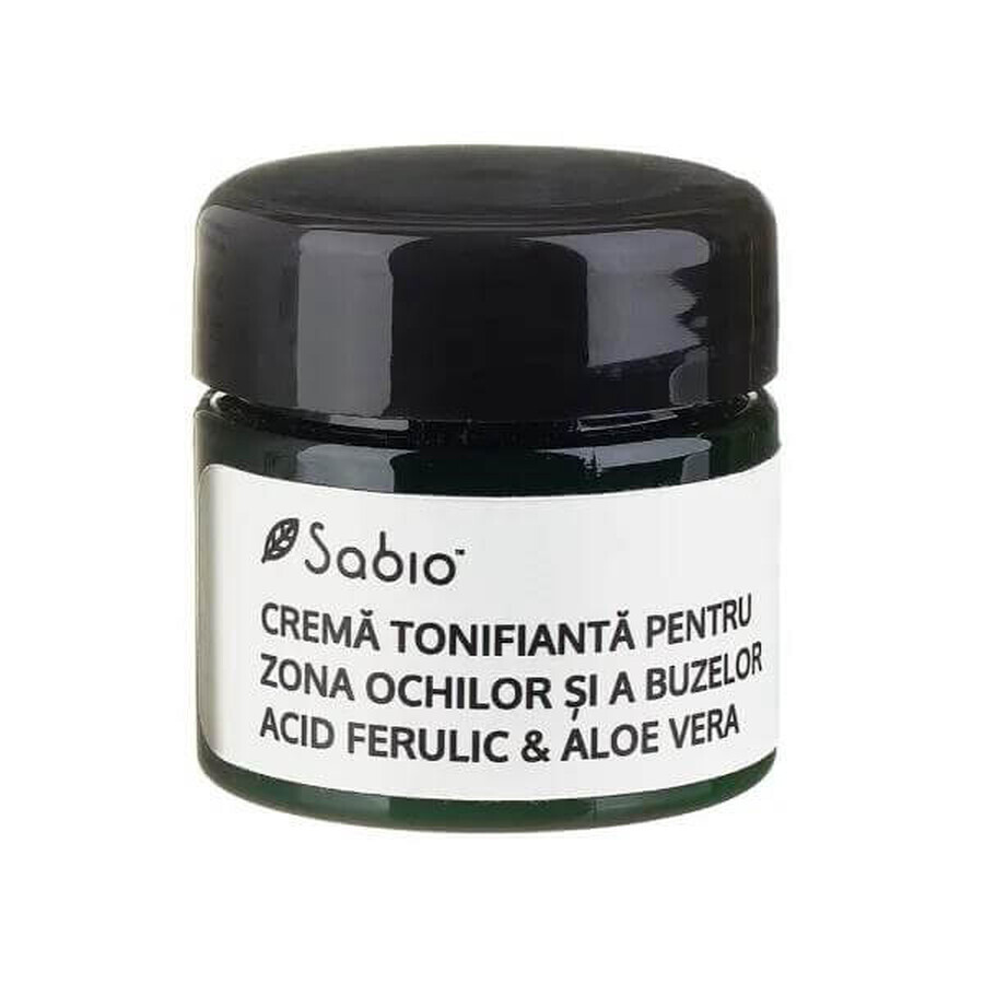 Crème tonifiante à l'acide férulique et à l'aloe vera pour le contour des yeux et des lèvres, 15 ml, Sabio