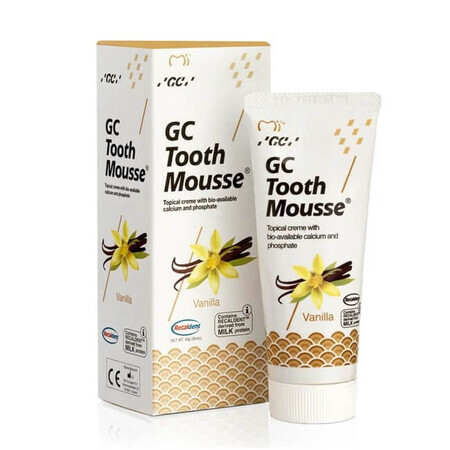 Tooth Mousse Crème topique à base d'eau aromatisée à la vanille, 40 g, GC