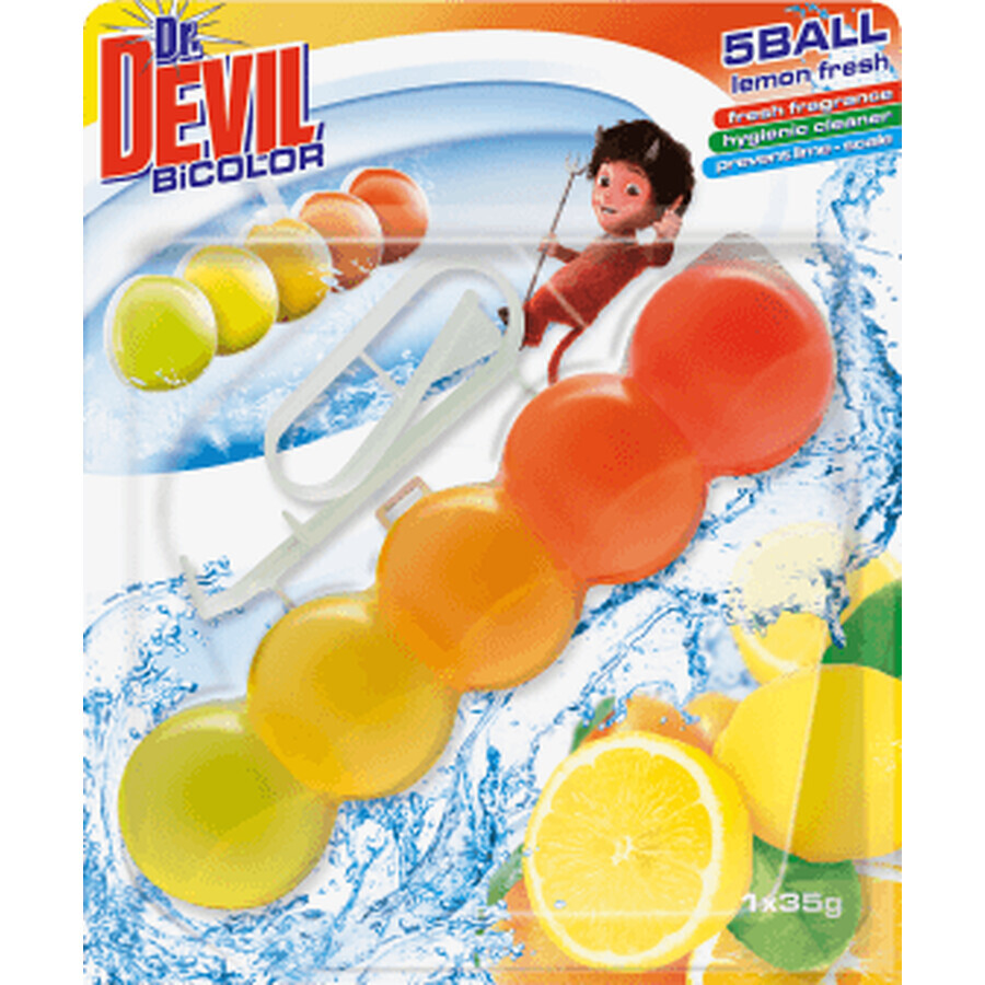 Dr. Devil Rafraîchisseur de toilettes bicolore au goût de citron, 1 pc