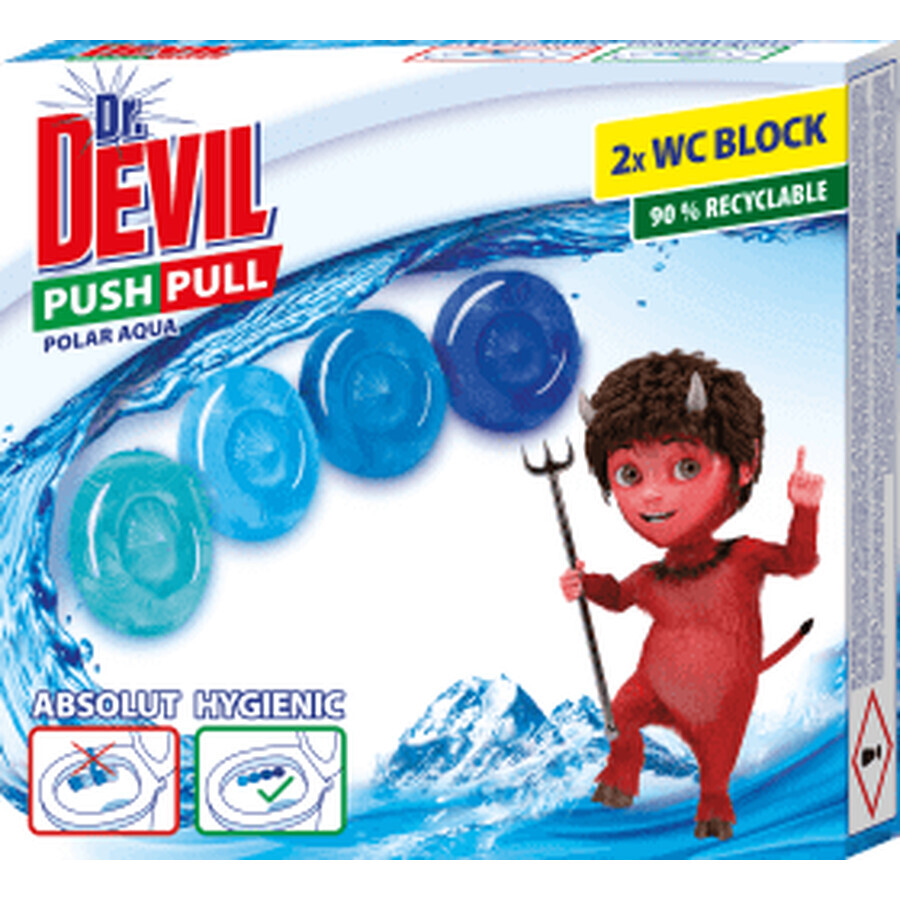 Devil push pull polar aqua toilet freshener 2x20g, 2 pcs