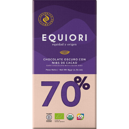 Equiori Cioccolato fondente 70%, 80 g