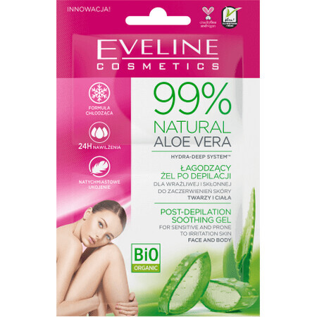 Eveline Cosmetics Gel apaisant après-rasage à l'aloe vera 99% naturel, 10 ml
