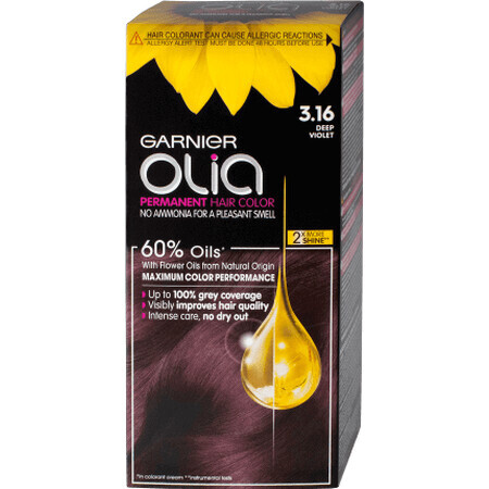 Garnier Olia Tintura permanente per capelli senza ammoniaca 3.16 marrone violaceo, 1 pz